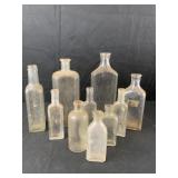 10 various glass bottles