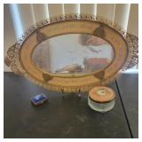 Antique Vanity Tray, Trinket box and Powder