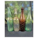 4 Antique Soda Bottles