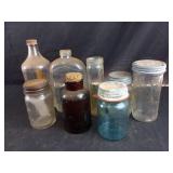 8 Various Jars and Vintage Bottles
