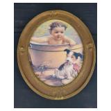 Baby in Washtub Picture & Figurines 17.5"x 14.5"
