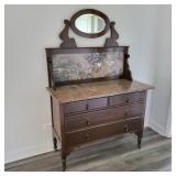 Antique Marble Top Dressing Table with Mirror