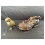 Vintage Old Boot candle stick holder andBrass