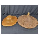 Vintage Straw Hats 19" wide & 14" wide