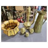 Brass Pitchers, Brass Owls, and Basket
