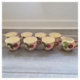 7 Fransican Apple Coffee Cups and a Creamer