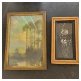 Framed Painted Flower Artwork 7.5x13 and Tree