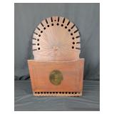 Vintage Large Wooden Wall Pocket 26" tall 16"