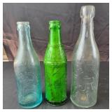 3 Glass Drink Bottles, Blue George Rittman