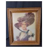 Victorian Woman in Ostrich Feather Hat 20" w 24"t