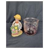 Candle & Porcelain Girl Watering Flowers