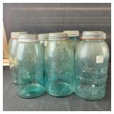 7 Half Gallon Blue Jars with Zinc Lids