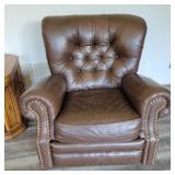 England Inc Brown Leather Swivel Recliner