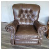 England Inc Brown Leather Swivel Recliner