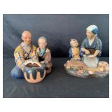 Hakata Couple Man Woman with Book Figurine