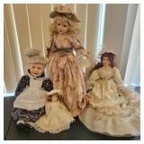 4 Porcelain Dolls