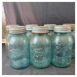 7 Blue Ball Quart Jars with Zinc Lids