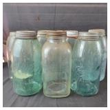 7 Half Gallon Jars with Zinc Lids - one missing