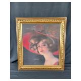 Victorian Woman in Red Hat 18.5"w 21"t