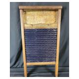 Blue Porcelain Enamel Washboard w/ Embossed Tin