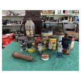 Box lot of MIsc cans, glass bottles, perfume