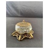 Celeste Salt Cellar with brass lid and base