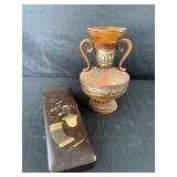 Vintage laquered rectangular box with painted