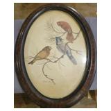 Oval Bird Print 17x23