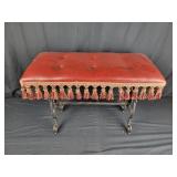 Cast Iron Leather Top Stool 23"W 11.5"D 16.5"T