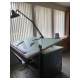 Drafting table 2 sections desk with 3 drawers