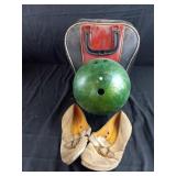 Green Bowling Ball with Case and Womens Shoes