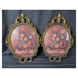 Bubble Glass Framed Flower Print 12"w 17"t