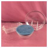 Glass Pie Pan, Loaf Pan and serving bowl with