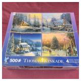 4 Thomas Kincade 500pc puzzles - 3 bags unopened