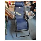 Fold Out Blue Mesh Lawn Chair