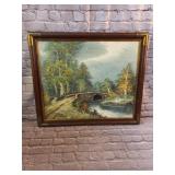 Vintage Oil Painting of Bridge