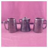 2 Marcrest Daisy Dot Mugs and Brown Jug