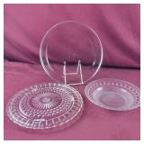 Glass Bowl, Platter, and Footed Cake Plate