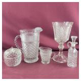 Group of Pressed Glassware - pitcher, cruel,