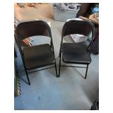 2 Black Metal Folding Chairs