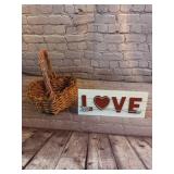 LOVE Sign Picture and Heart Shaped Basket