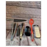 Lot of Kitchenware - Tongs, Grater, Knife and more