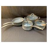 GreenPan 2-Skillets 3-Saucepans with lids