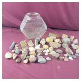 Collection of Gemstones and Minerals in a fish