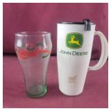 John Deere Mug and Coca-Cola Christmas Glass