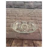 Vintage Press Cut Glass Divided Pickle Dish