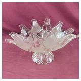 Frosted Banana Boat Glass Pedestal Bowl