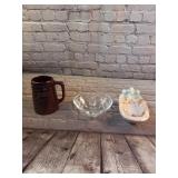 Lot of 3 - Brown Beer Mug, Heart Shaped Glads