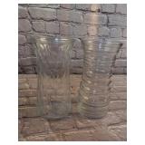 2 Clear Glass Vases