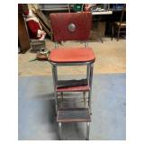 Retro Style Red Seat/Step Stool with folding